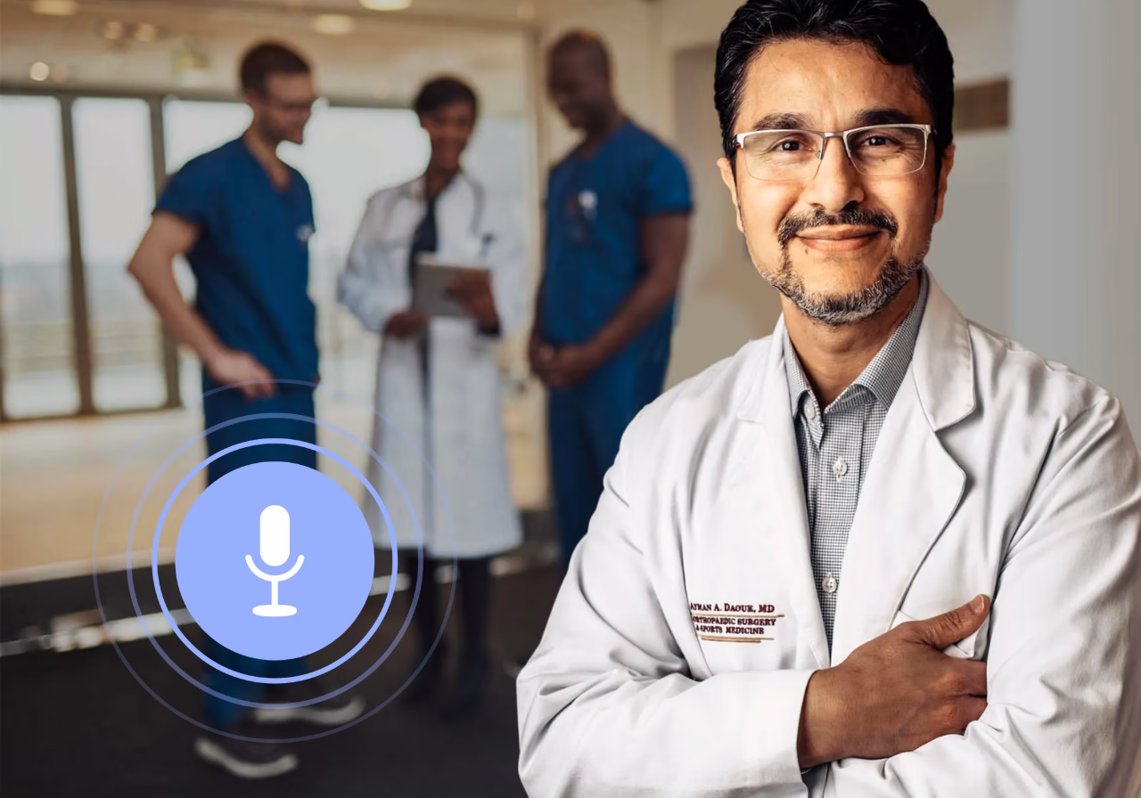 AI voice assistant helping a patient schedule an appointment at a Tampa Bay orthopedic clinic.