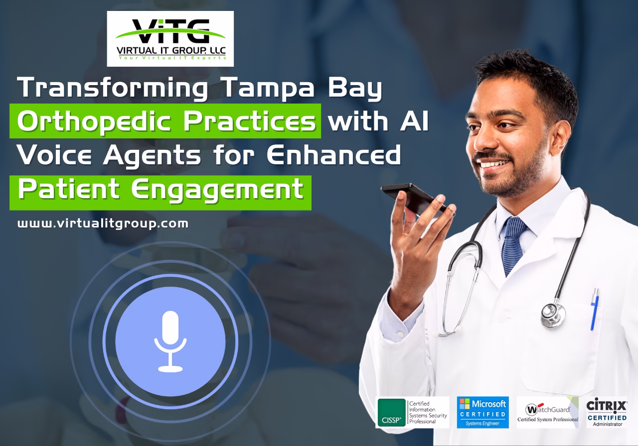 AI voice assistant helping a patient schedule an appointment at a Tampa Bay orthopedic clinic.