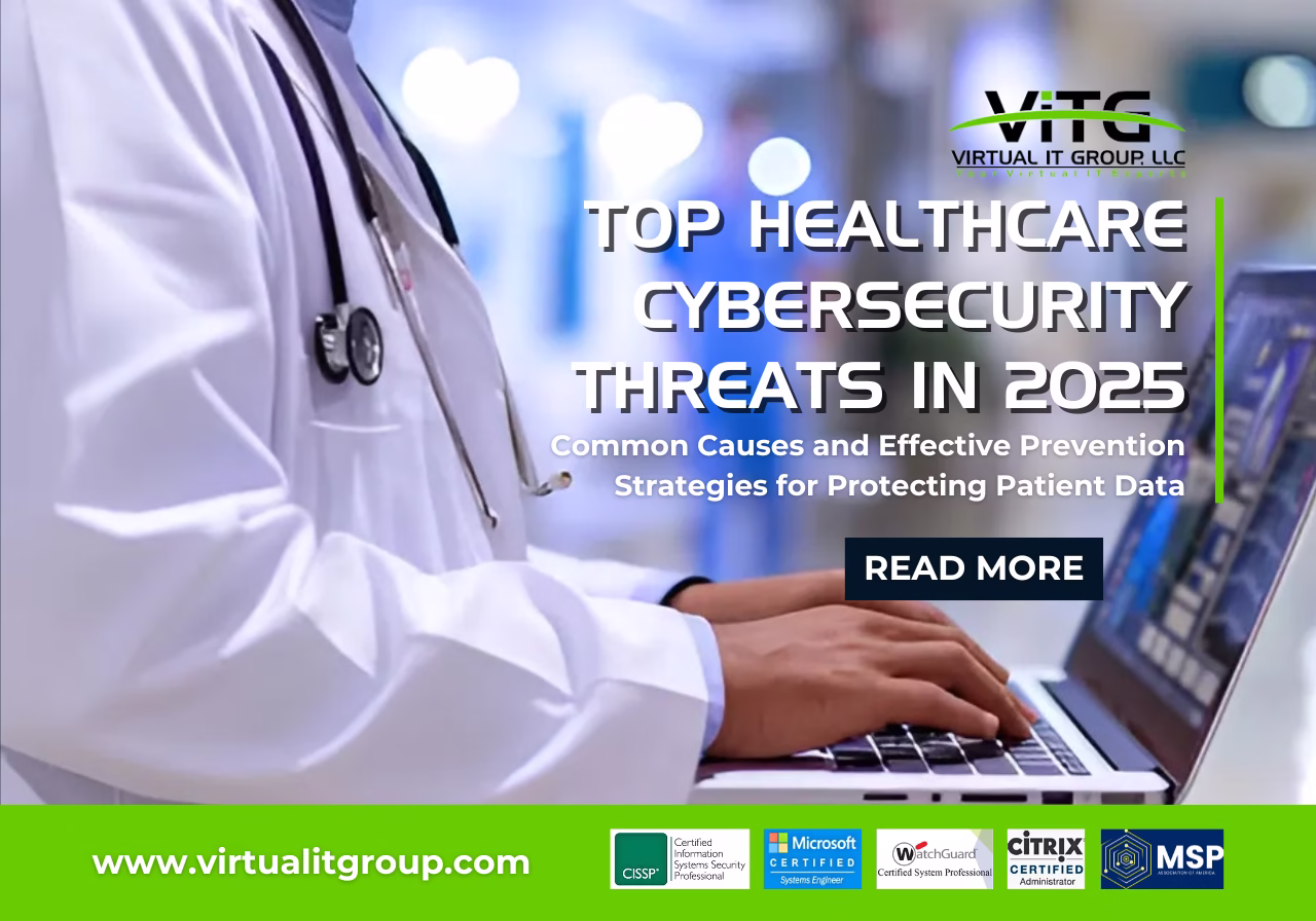 Healthcare Cybersecurity Threats in 2025, including ransomware and phishing attacks, compromising patient data